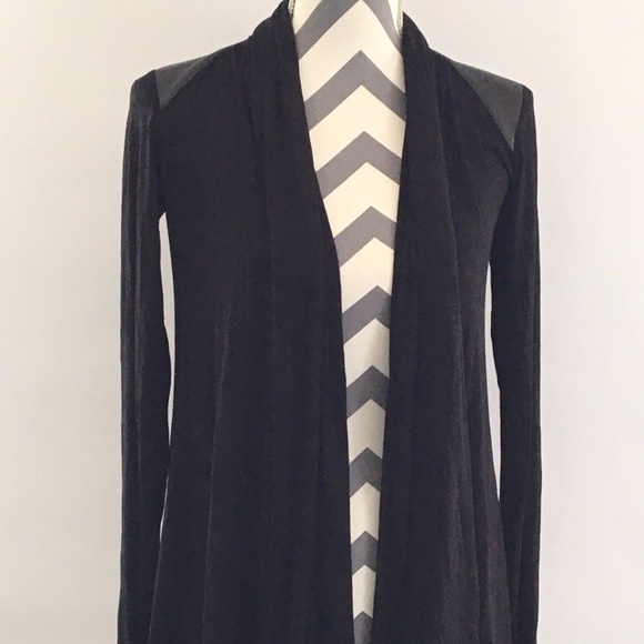 Bailey 44 Sweaters - Bailey 44 Black Faux Leather Trim Cardigan Size XS